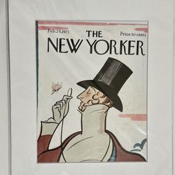 February 24, 1973, cover of The New Yorker magazine, featuring the magazine's iconic mascot, Eustace Tilley. The original illustration, which depicts 