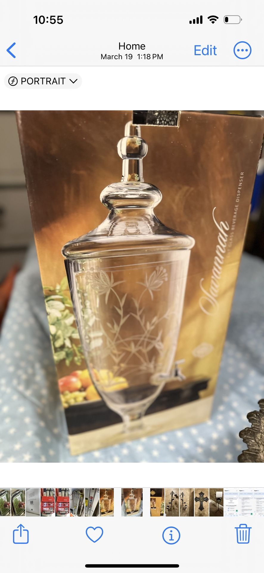 Shannon Crystal By Godinger/Savannah/Hand Cut Glass/Beverage Dispenser/108 Oz