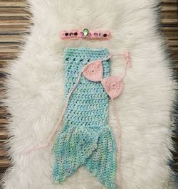 Newborn Baby Crochet Mermaid Halloween Costume