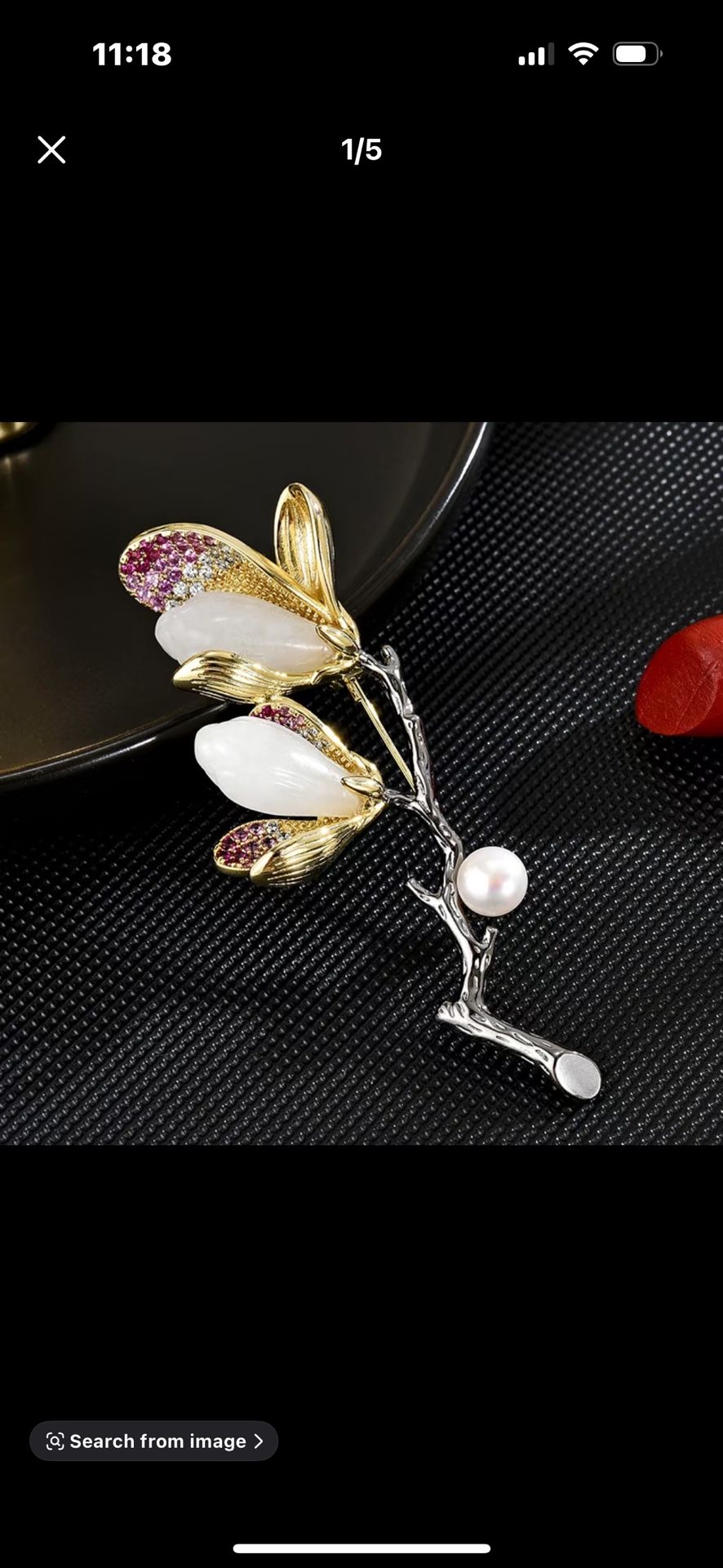 Elegant Hetian Jade Magnolia Brooch