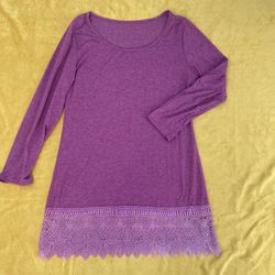 Womens XL Magenta Dress With Lace Detail