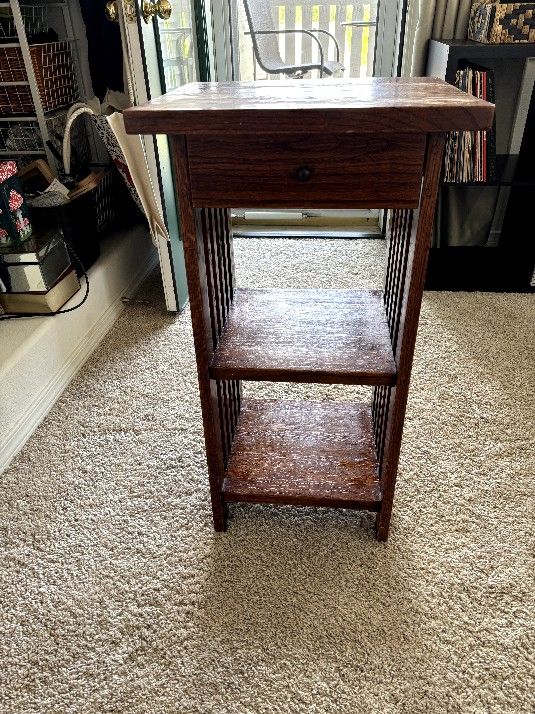 Mission Style Tall End Table w/ Drawer