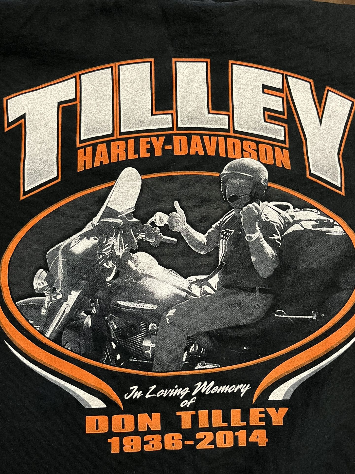 Harley Davidson Biker Motorcycle T Shirt Don Tilley black memorial Size Large