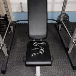 Squat Rack, Weights And Bench 