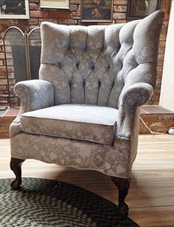 Vintage French Provincial Tufted Ball in Claw Lounge Chair