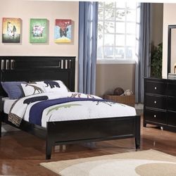 New Black Full Bedroom Set (nightstand, Dresser Mirror And Bed )