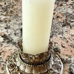 Vintage Hollywood Regency Matson Ormolu Gold Filigree Rose Design Candle Stick Candle Holder