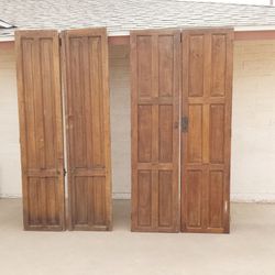 Two Pairs of 2 Antique Solid Wood Doors - $300
