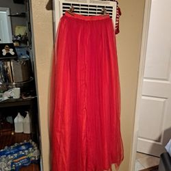 Really Long Red  Women Skirt  SIZE L XL NEW 