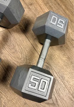 Set of Hex Cast Iron Dumbbells 50 pounders