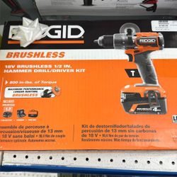 Ridgid 18v Brushless 1/2in Hammer Drill Driver Kit
