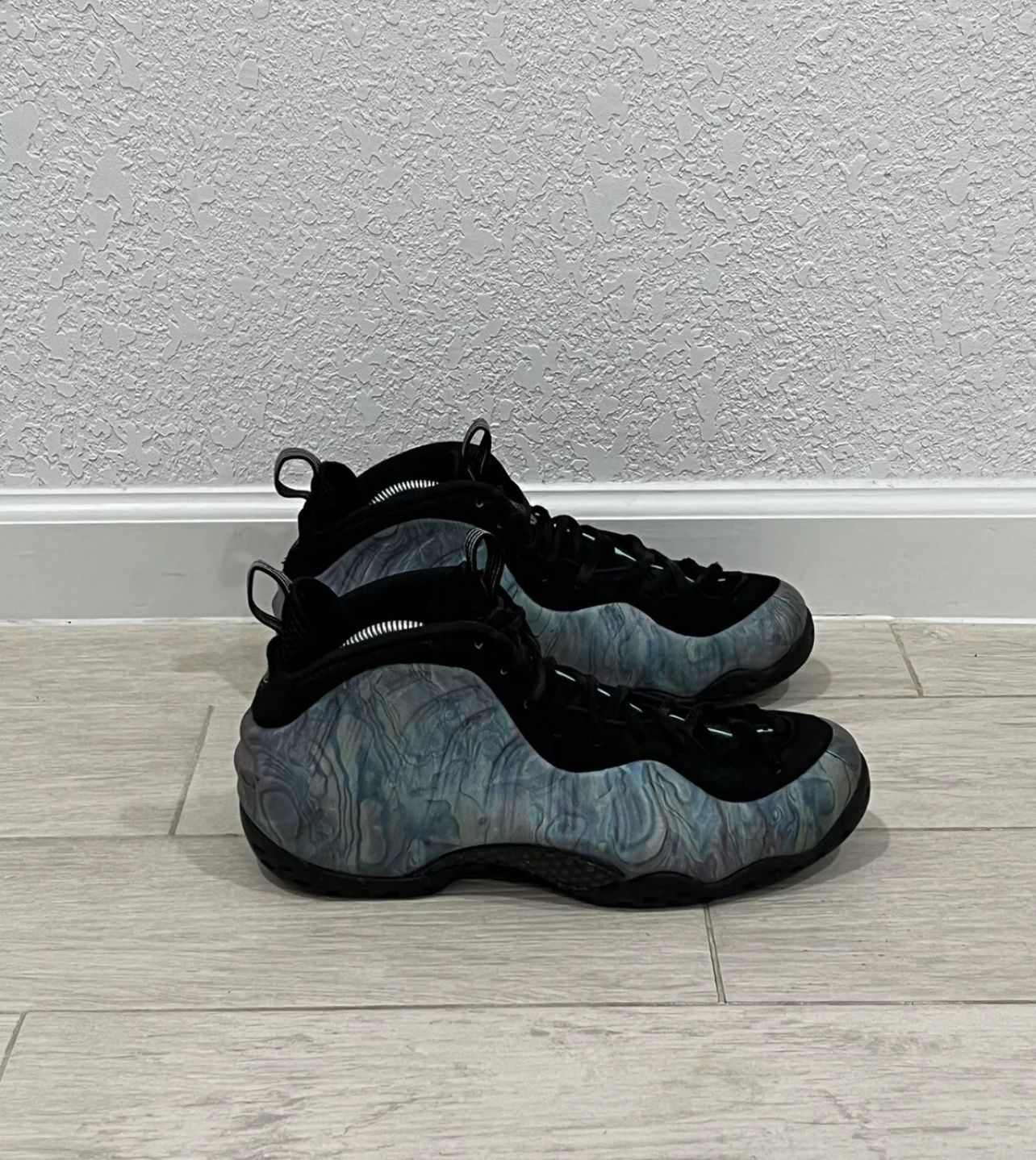 Nike Air Foamposite One Premium Abalone Black Blue 575420-009 Sneakers Size 10.5