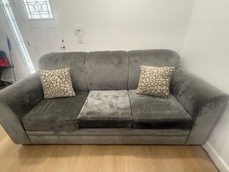 Gray Velvet 3-Seat Sofa