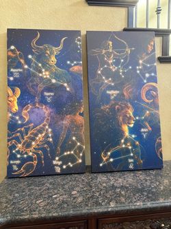 Zodiac Constellation Canvas Wall Art Set of 2