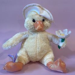 Commonwealth Toys Duck holding Flower w Butterfly &amp; White Hat Excellent Used Co… 