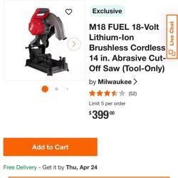 M18 FUEL 18-Volt Lithium-Ion Brushless Cordless 14 in. Abrasive Cut-Off Saw (Tool-Only)