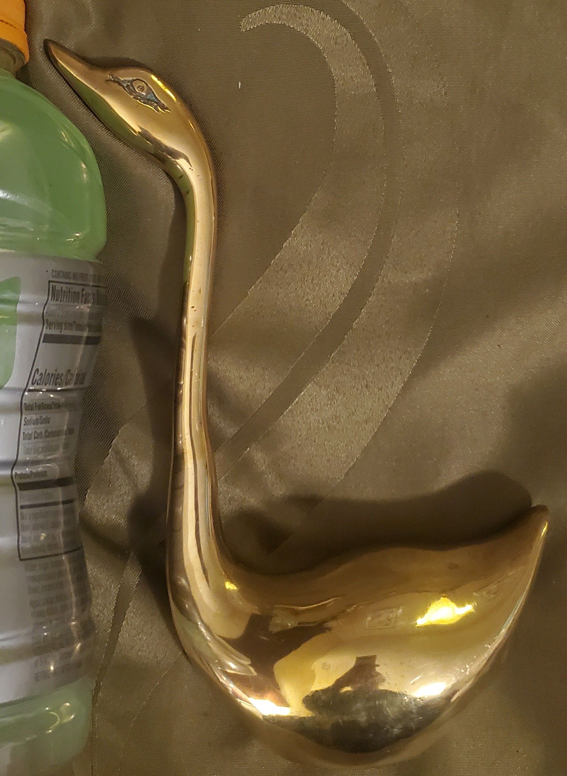 Antique solid brass swan