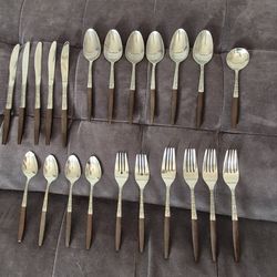 VINTAGE Interpur INR2 MCM flatware- 22 pc- Japan- Teac/stainless