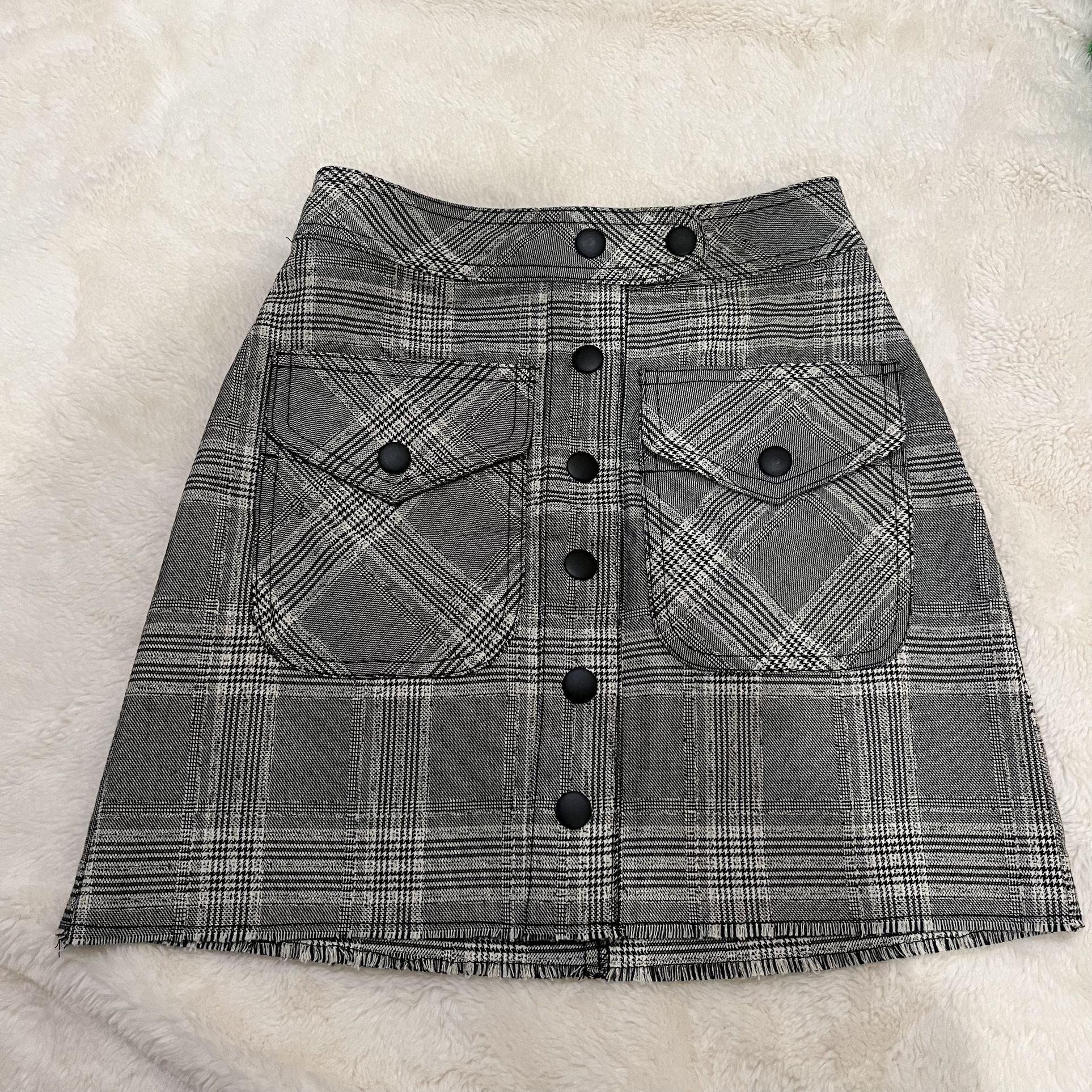 Urban Outfitters Plaid Snap Front Mini Skirt