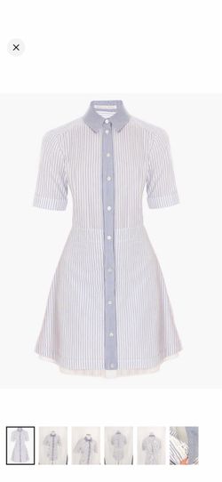 Veronica Beard Blue and White Striped Mini Shirt Dress