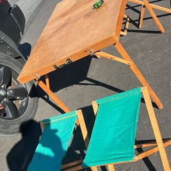 29”x39”x28”h Folding Camping Table With Four Chairs