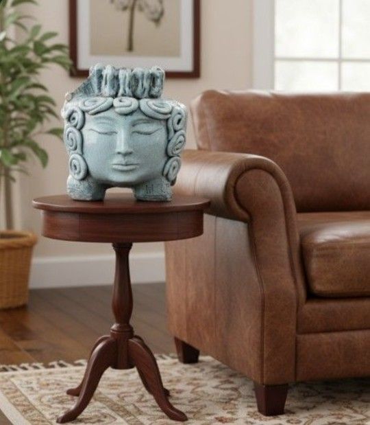 RARE BUDDHA ARTIFACT POTTERY Incredible Multi-Face Clay Pottery Planter/ Vase 11"X 8" Stunning Original Piece!