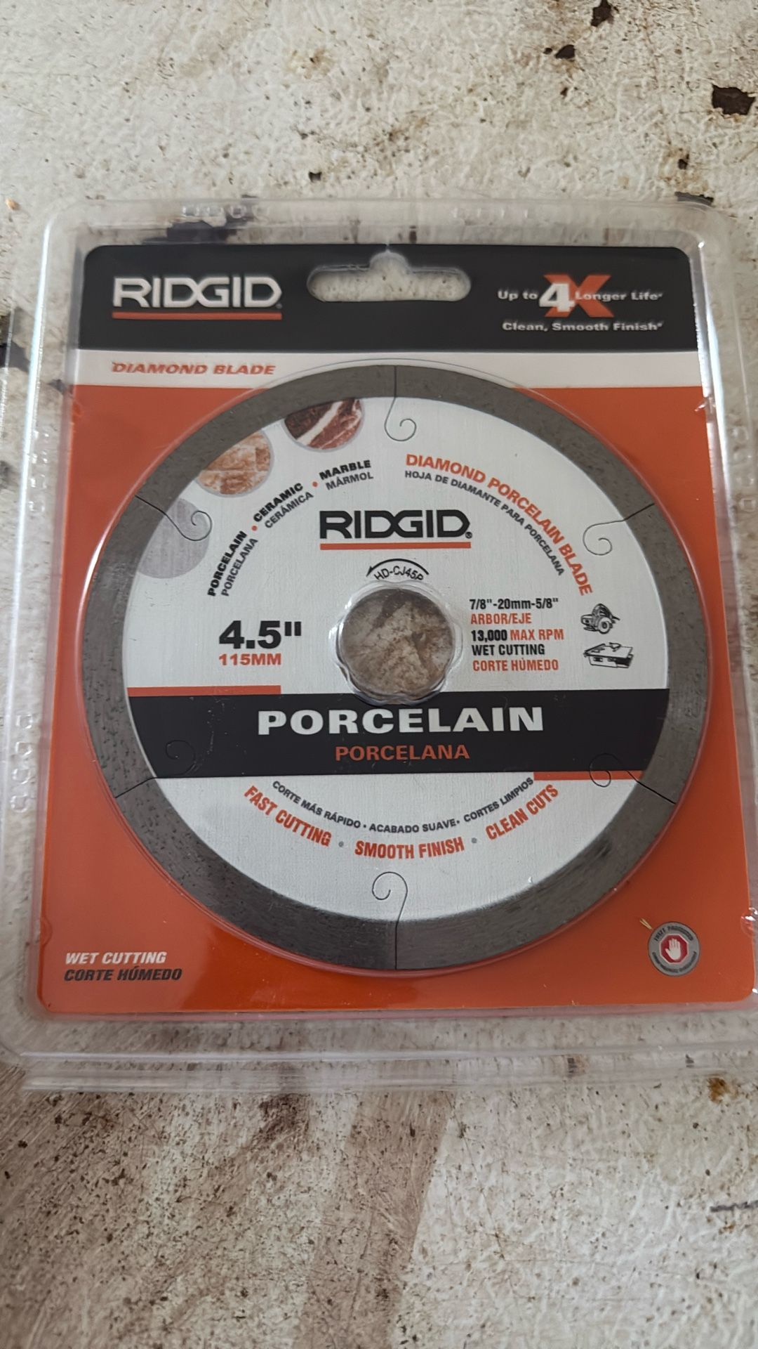 Porcelain Ridgid Diamond Blade