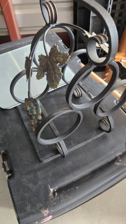 Wrought Iron Wine Rack with Grape Vine Detail