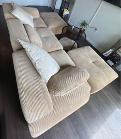 Boneless Modular Cloud Couch / Sectional – Cream Corduroy – Moving Sale