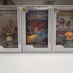 Funko Pop! Movie Posters - Snow White & Woodland Creatures, Alice With Cheshire Cat, Cinderella With Jaq