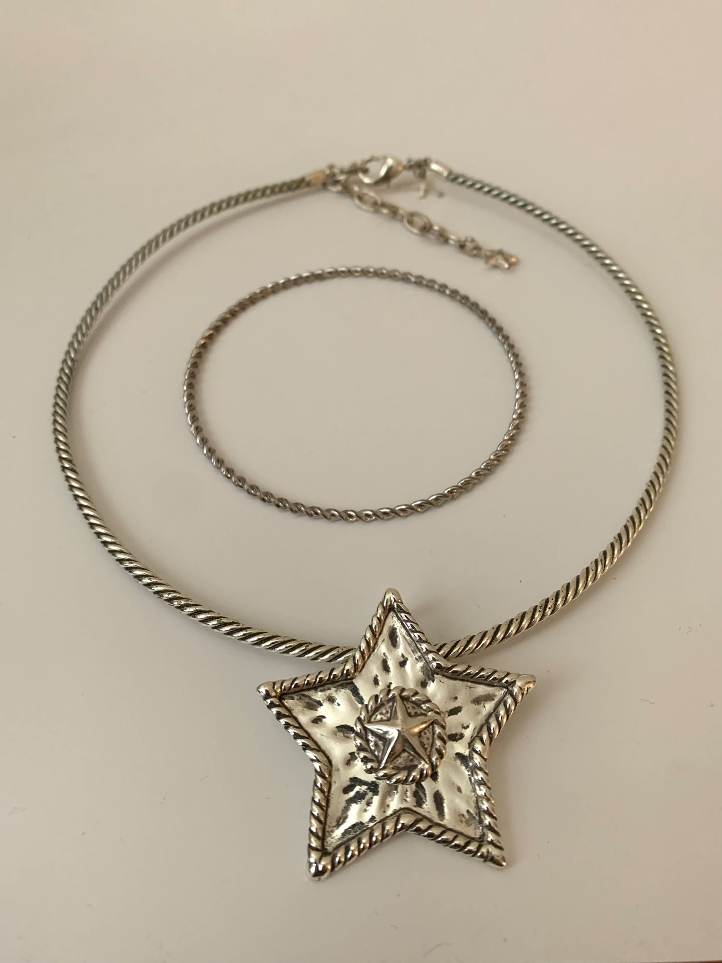 Vintage Montana Silversmiths Rope Twist Star Choker And Bangle