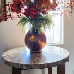 REAL Marble Top Table With Flower Vase / Arrangement 