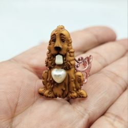 English Cocker Spaniel Dog Pink Adjustable Filigree Fashion Ring