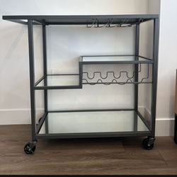 Gunmetal Black/ Mirror  Bar Cart