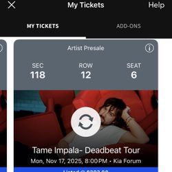 Tame impala Tickets For Nov. 17, 2025