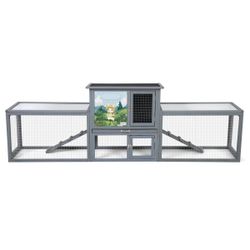 94.5″L 2-Story 3-Compartment Rabbit Hutch