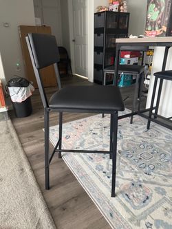 Black Metal Bar Stool with Padded Seat