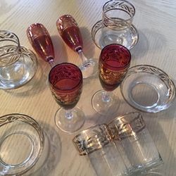 European wine and glass set 
