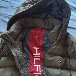 TOMMY HILFIGER MENS XXL HOODED WATER RESISTANT PUFFER OLIVE