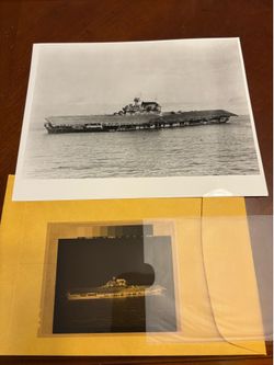 Yorktown sinking Battle of Midway photo negative and 12X10.