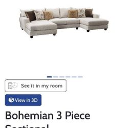 Clean Dark Gray Bohemian 3 Piece Sectional W Ottoman, American Furniture Warehouse 
