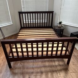 Queen Cherry Wood Bed Frame – Solid Wood + Cherry Veneer (Includes Box Spring) $68OBO