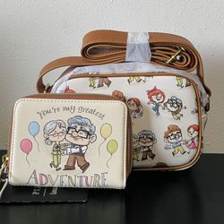 Loungefly Disney Pixar Up Carl and Ellie Crossbody Bag and Wallet