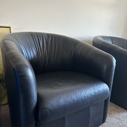 Set of Leather Swivel Chairs