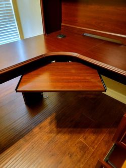 RealSpace Broadstreet U Shaped Cherry Executive Office Desk and