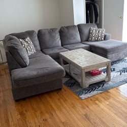 Living Room Set +couch + Mattress With  Frame  + Coffee Table +AC Unit + A Small Round Table 