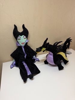 Disney Store Maleficent Plush Doll & Dragon Sleeping Beauty Set