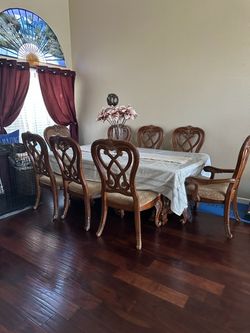 Heavy Wood 8 Person Dining Set