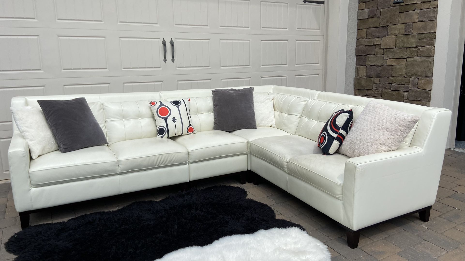 White Leather Sectional