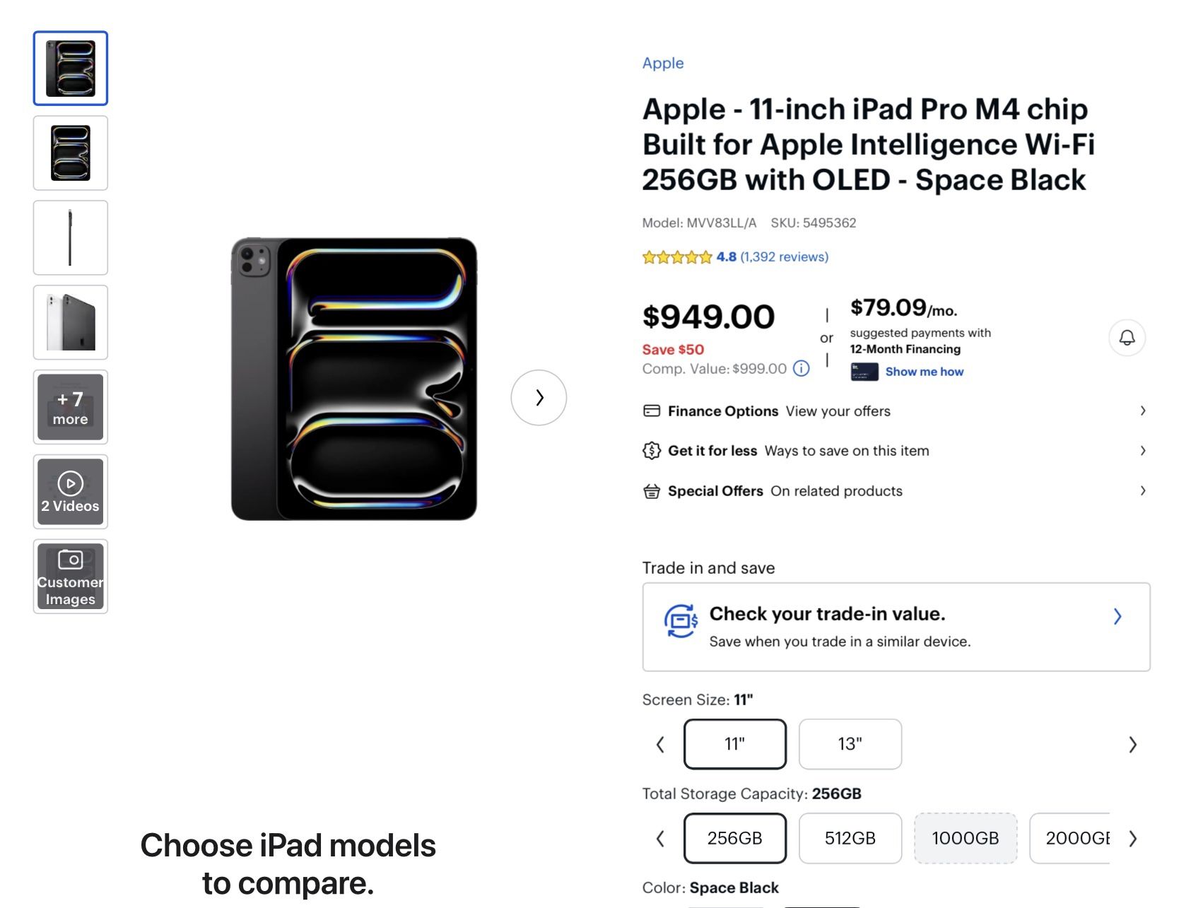 Apple 11 In iPad Pro M4 Chip Built For Apple Intelligence WiFi 246GB